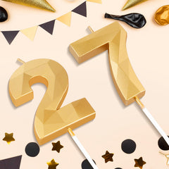 Champagne Gold BEAN LIEVE birthday numeral candle on cake