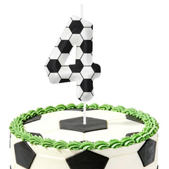 Number 4 Birthday Candles football themed cake topper for boys and girls