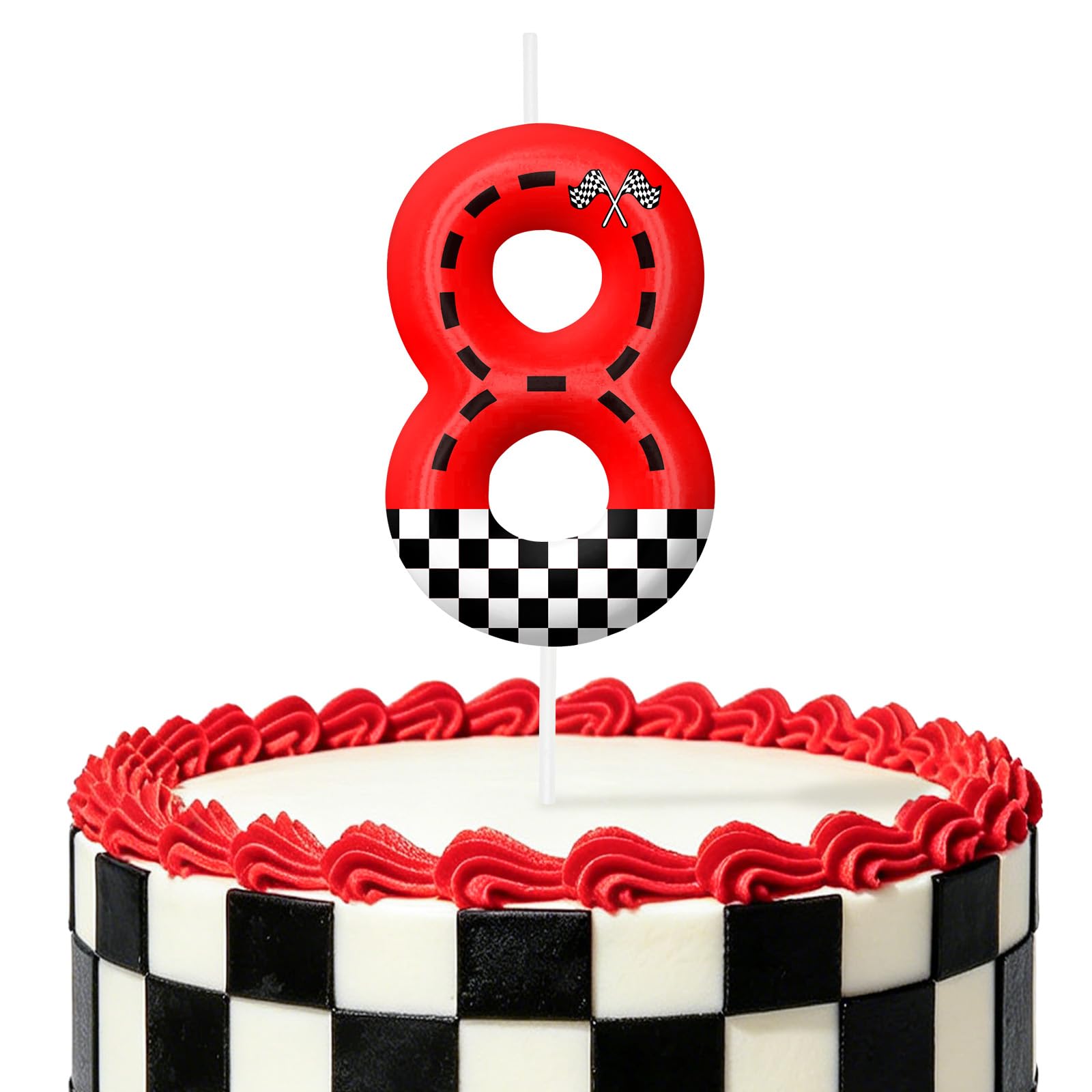Number 8 Birthday Candles racing car cake topper
