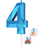 Blue 4 candle Number Birthday Candles set for cake