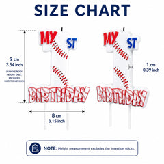 Baseball themed number candle for 1st birthday cake