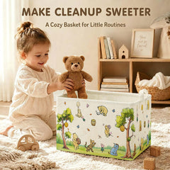 Foldable Winnie Bear baby basket for nursery storage