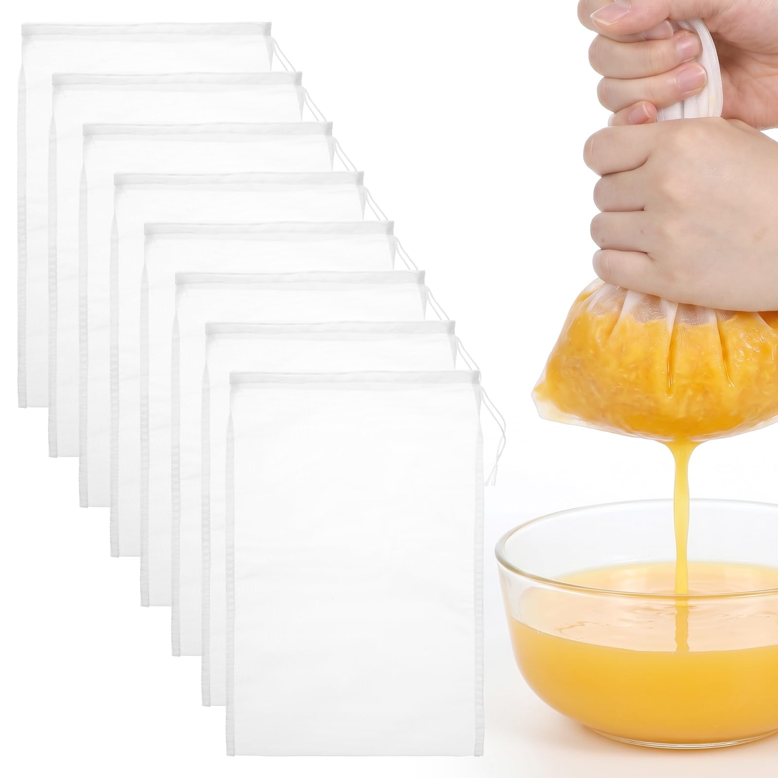 Nut Milk Bag 8 PCS nylon mesh for straining 30 x 20 cm