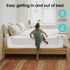 Swing-down bed rail guard by NUTIKAS for toddler beds 70in