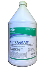 Nutra-Max disinfectant concentrate packaging shows 32 gallons