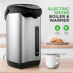 NutriChef insulated stainless steel hot water dispenser boiler side view