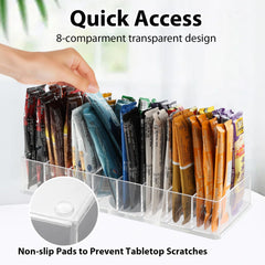Adhesive non-slip pads included with transparent organizer