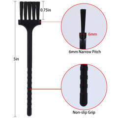 Nylon bristles anchored for shed-free cleaning on grinders and keyboards