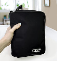 Nylon zipper case measuring 8 x 6 x 3.5 inches