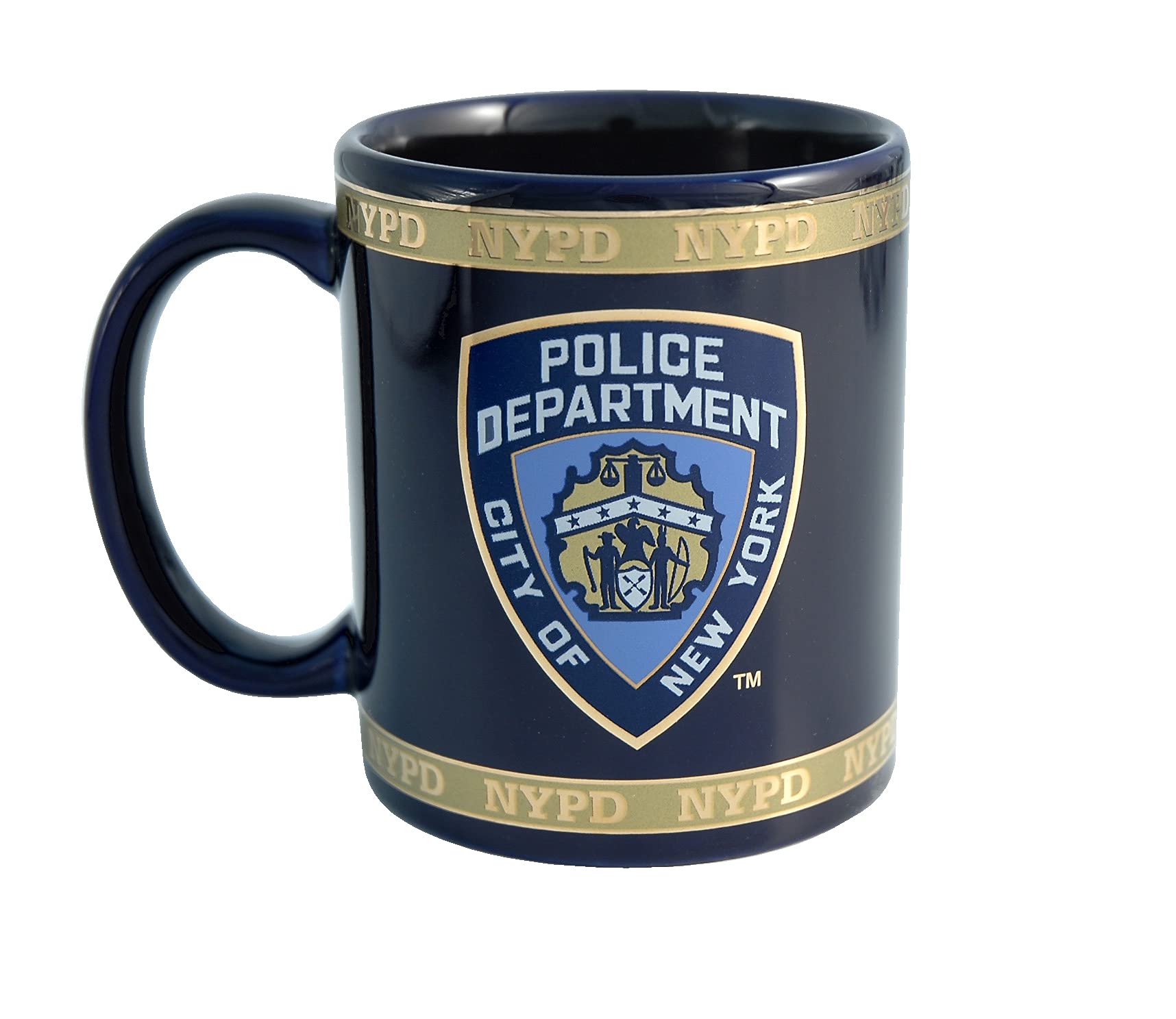 NYPD Torkia coffee mug 11oz navy and gold stripes