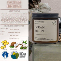 Ocean Breeze scent candle in 16oz amber jar