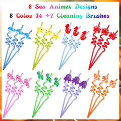 Reusable plastic straws for ocean party supplies