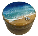 Ocean Resin Art Bamboo Salt Box with magnetic swivel lid and spoon