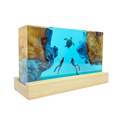 Ocean turtle diver resin light for home decor