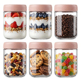 OcePor 6 pack overnight oats containers pink 16 oz glass jars with lids