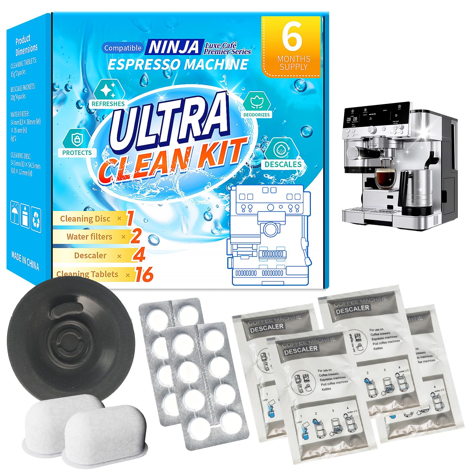 OCTPLAY espresso cleaning kit main contents