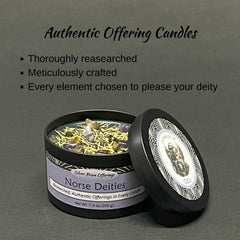 3x2 inch tin container holding 8 oz Odin offering candle