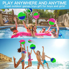 Brightly colored paddles improve visibility in Officygnet Ball Catch Game