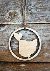 Dimensions 3 1/2 in tall by 3 1/2 in wide and 1/4 in thick plywood ornament