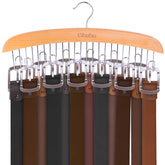 Ohuhu belt hanger with 12 hooks on wooden body