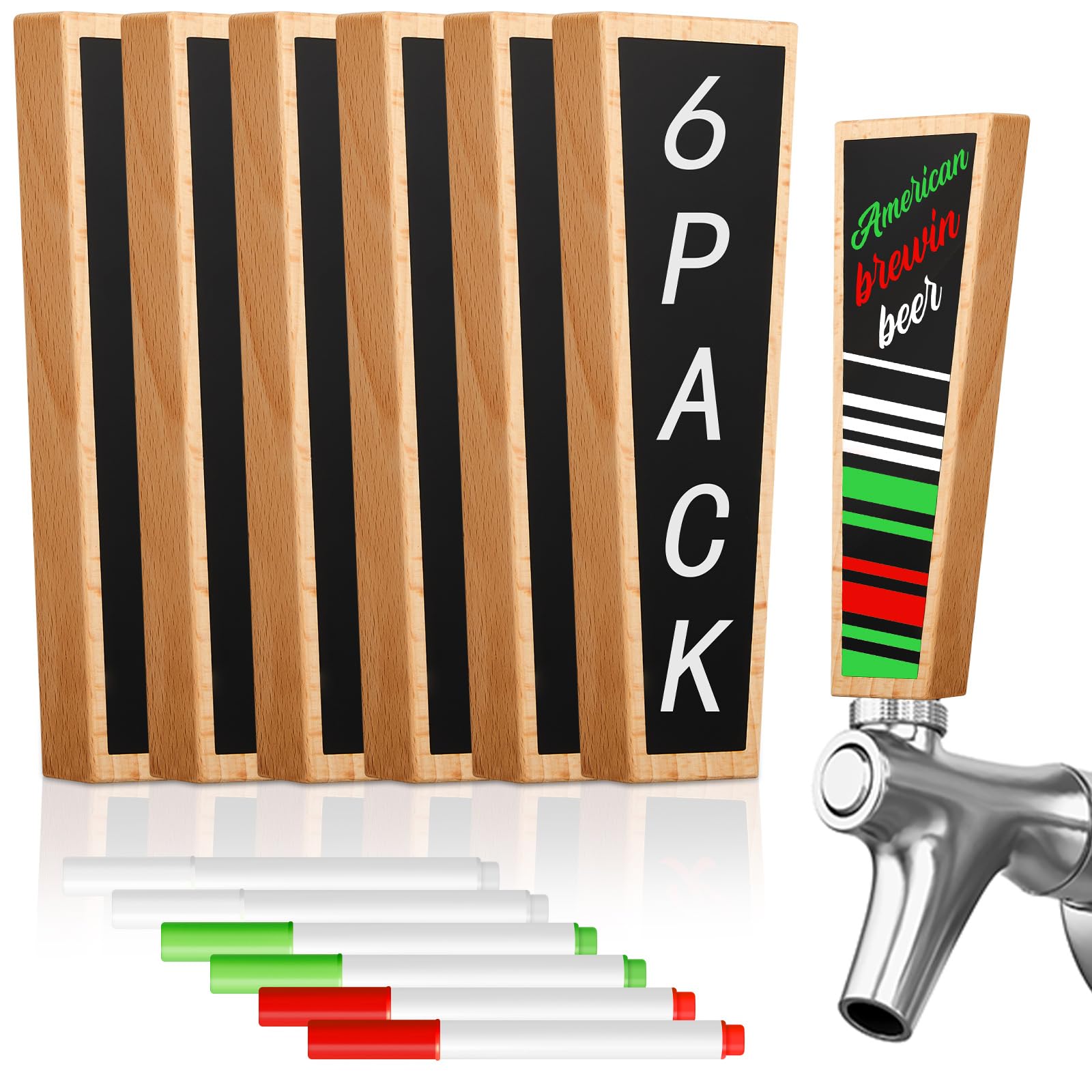 Oktoberfest beer tap handle set of 6 with chalkboard wooden finish