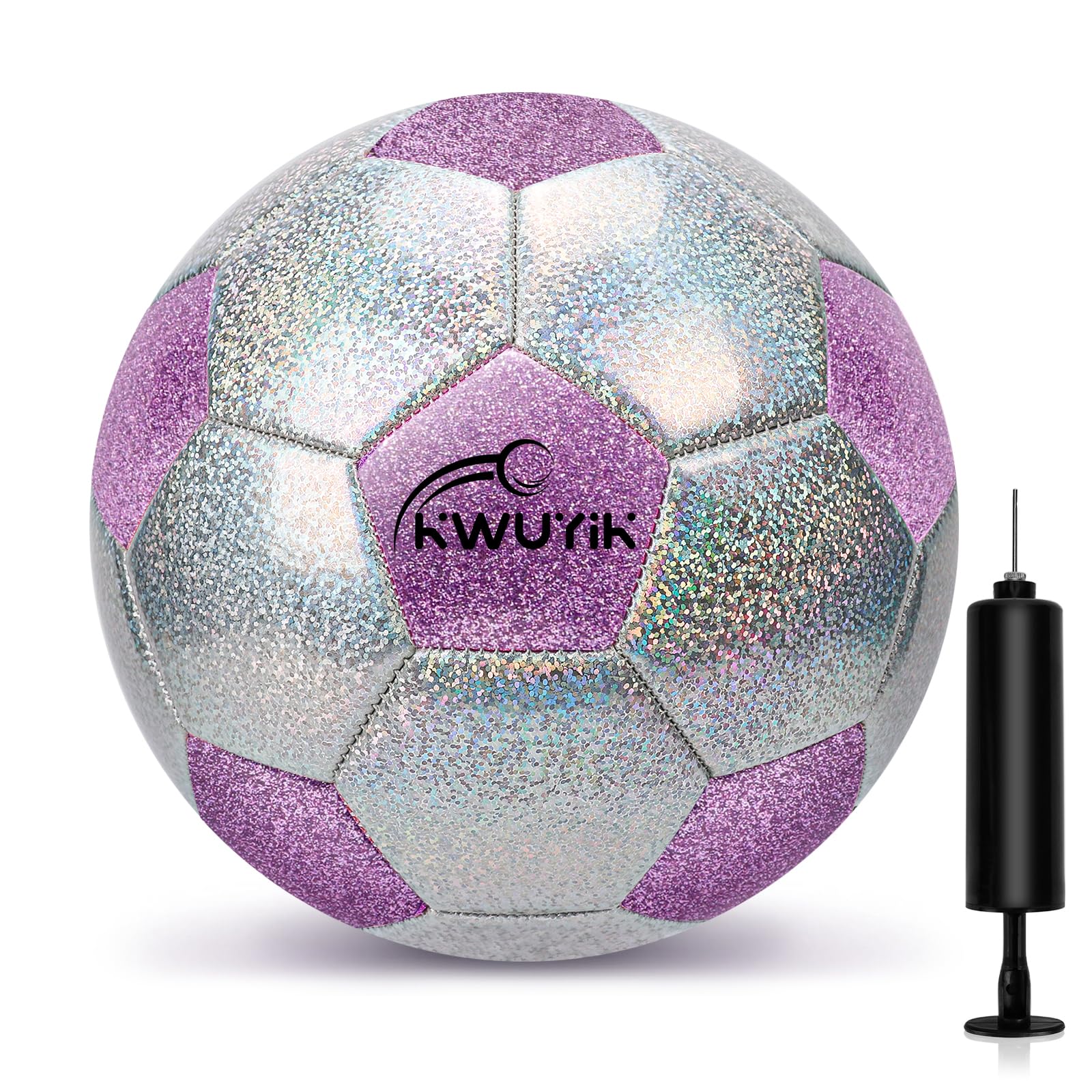 OKWUYiK soccer ball size 3 glitter pink silver spliced close up