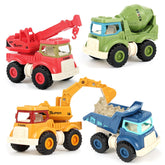 Olbyefly 4 pack construction trucks set with excavator crane and cement mixer