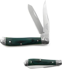 Old Ram Collection Everyday Carry Folding Pocket Trapper Knife red resin handle brass bolster