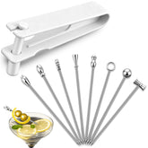 Olive Stuffer Tool Set white olive filler with eight 4.25 inch martini picks