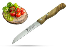 Olive wood handle tomato knife designed for fruits and vegetables