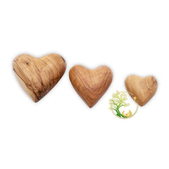 Olive wood heart engraving option with name or date