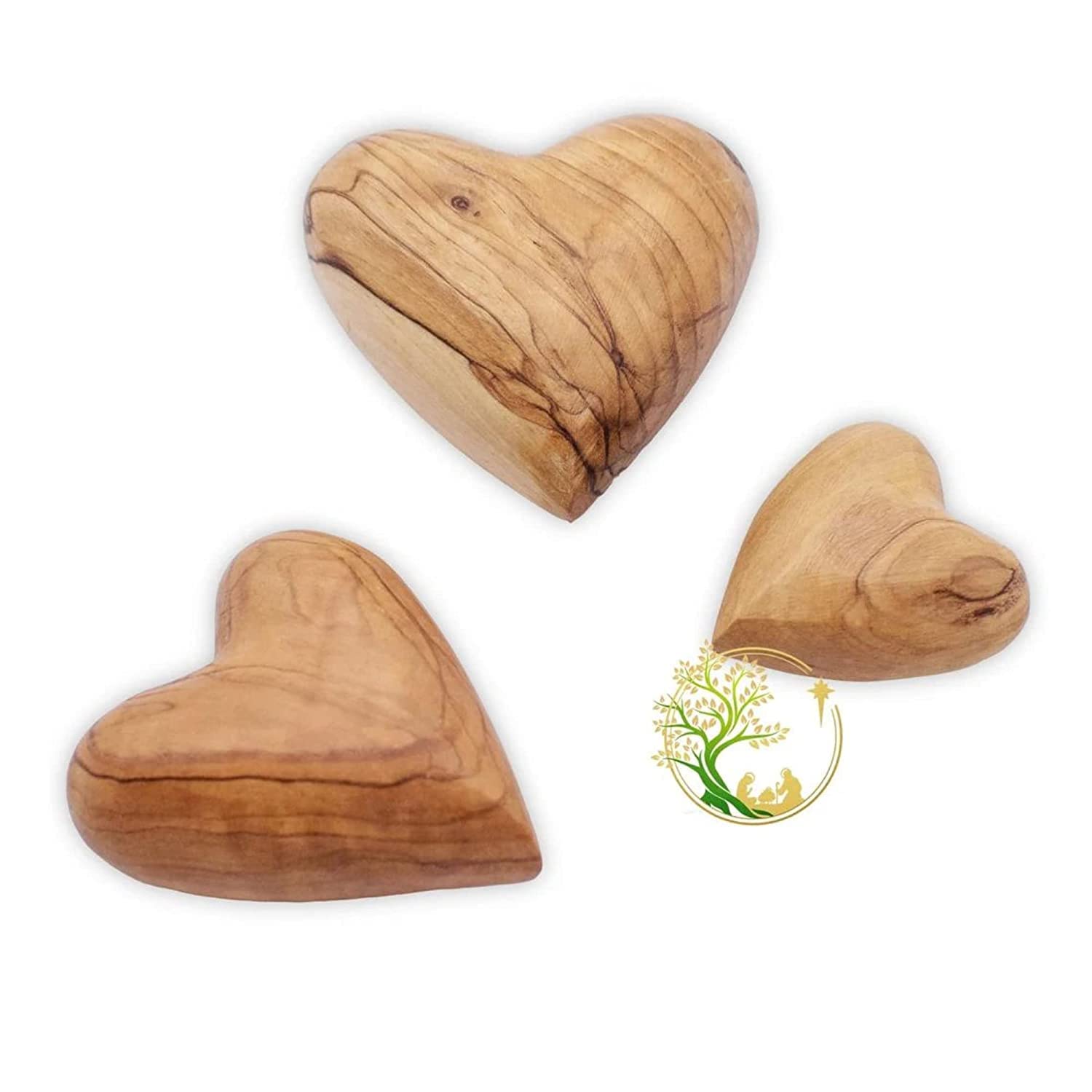 Small olive wood heart hand carved in Bethlehem