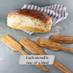 Olive Wood Spurtle for sourdough starter by LESVOS WOODCRAFT