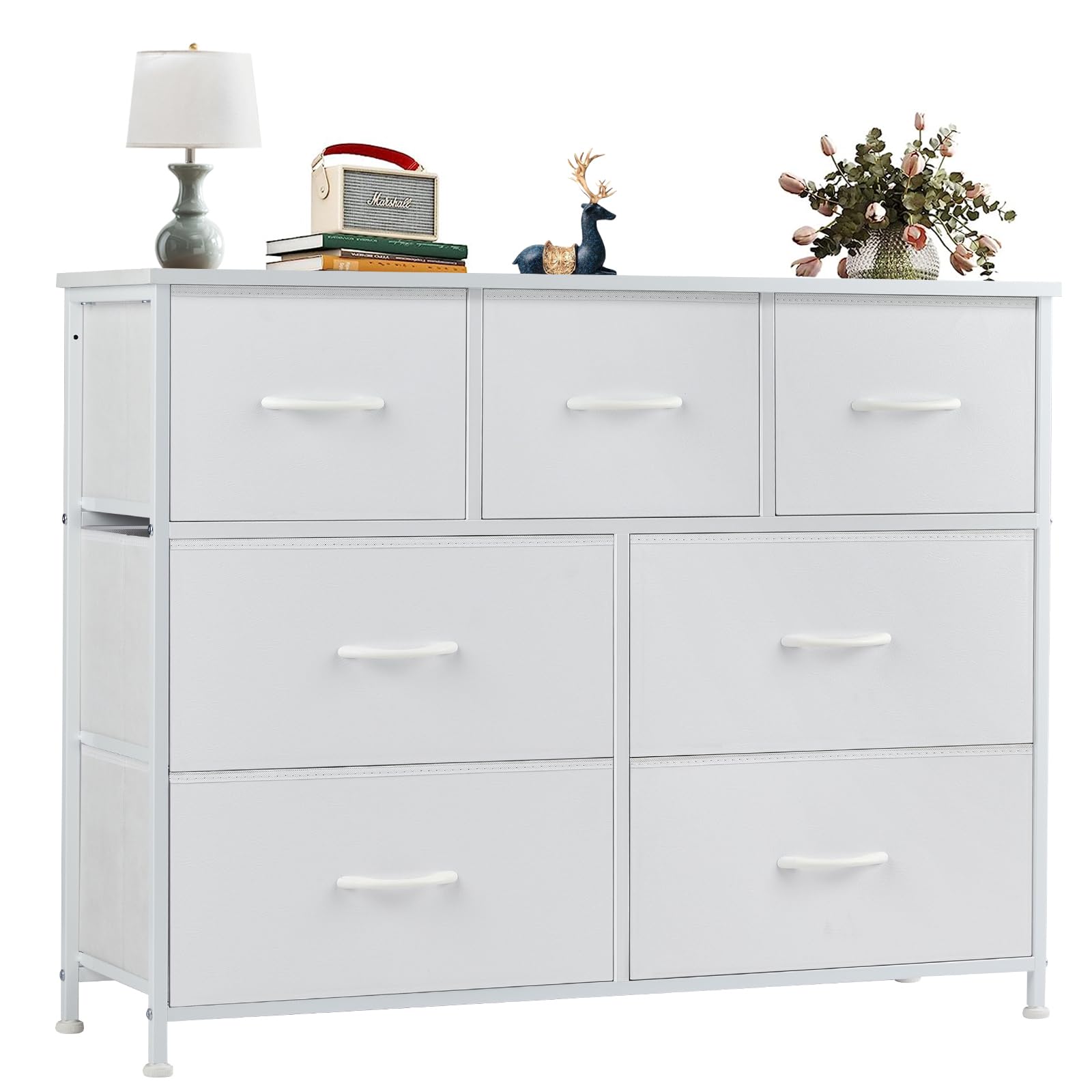 OLIXIS dresser bedroom 7-drawer fabric closet chest with wooden top