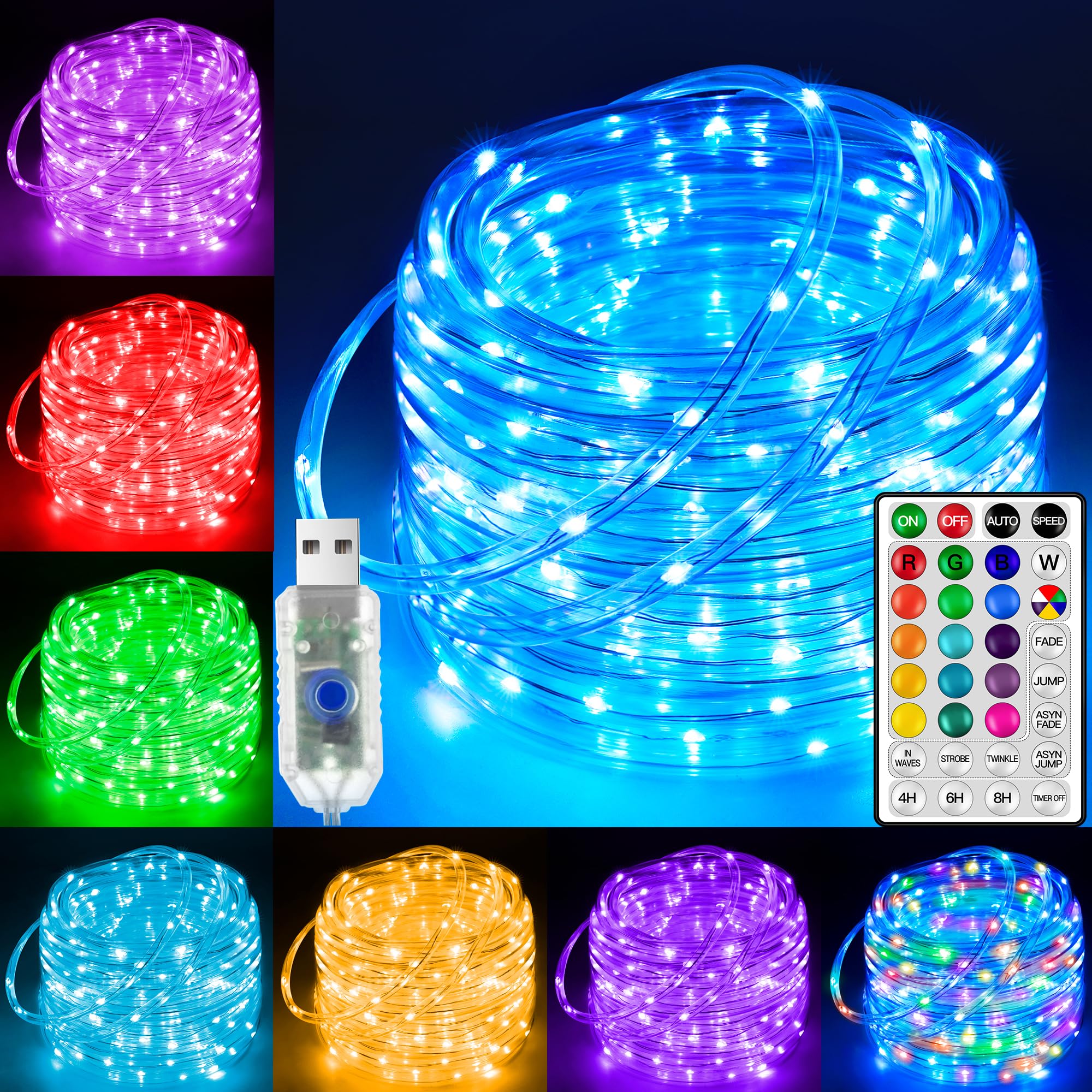 Ollny USB rope lights 33FT 100 LED with remote