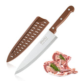 OLULU 8 inch chef knife with brown ergonomic handle