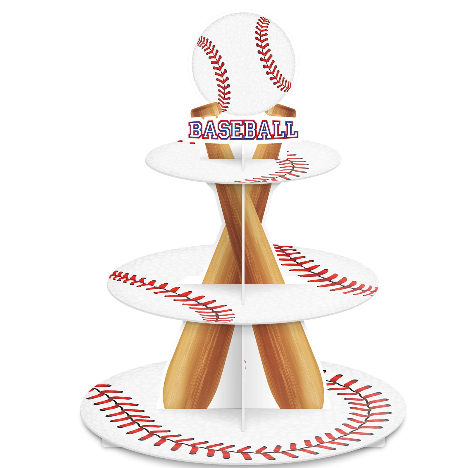 Omgouue baseball cupcake stand 3 tier side view