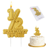 Gold one-half birthday candles for cake decoration