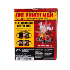 Black ceramic mug with One Punch Man design