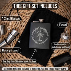 Hip flask with screw down cap silver thread