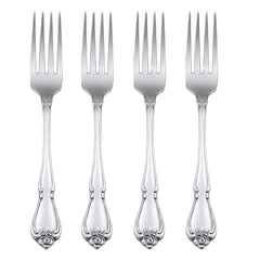 Oneida True Rose Dinner Fork Set of 4 7 1/8 inch 18/0 stainless steel