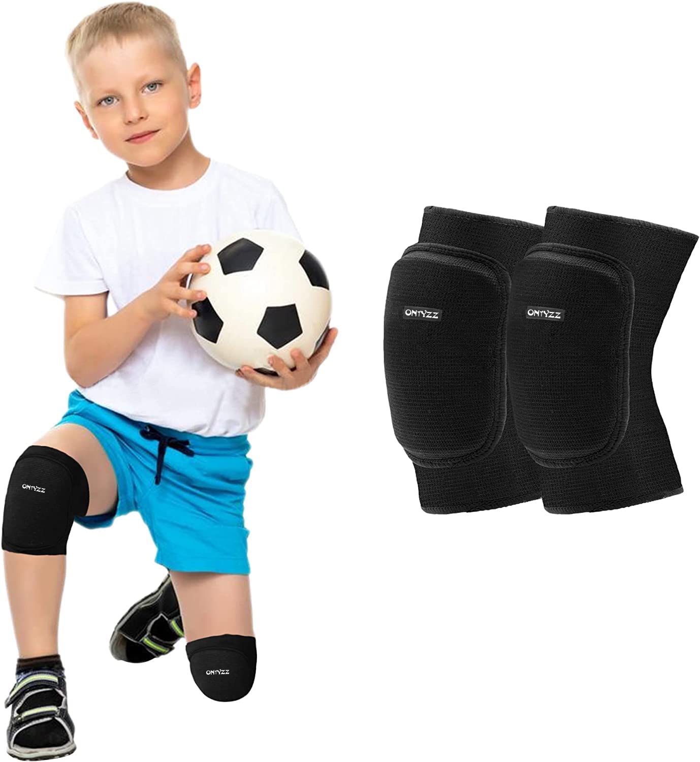 ONTYZZ kids knee pads black/s front view image