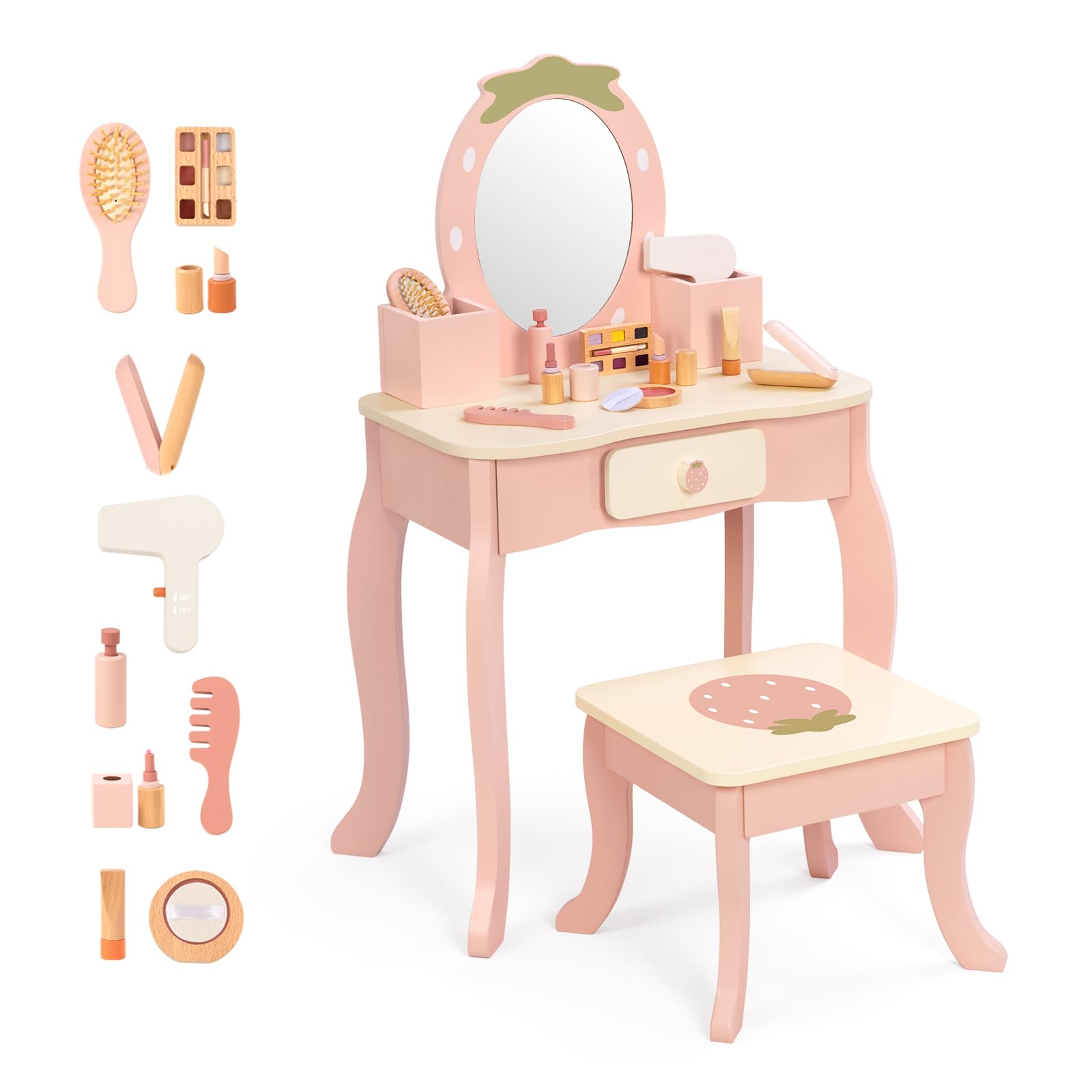 OOOK toddler vanity pink with drawer