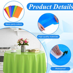 Oqqlin 84 inch neon round tablecloth blue color