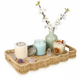 Oqqlin scalloped tray rectangle with handles apricot color front view