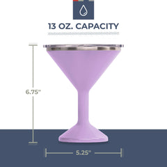 Stainless steel martini glass ORCA Tini 13oz Lilac color