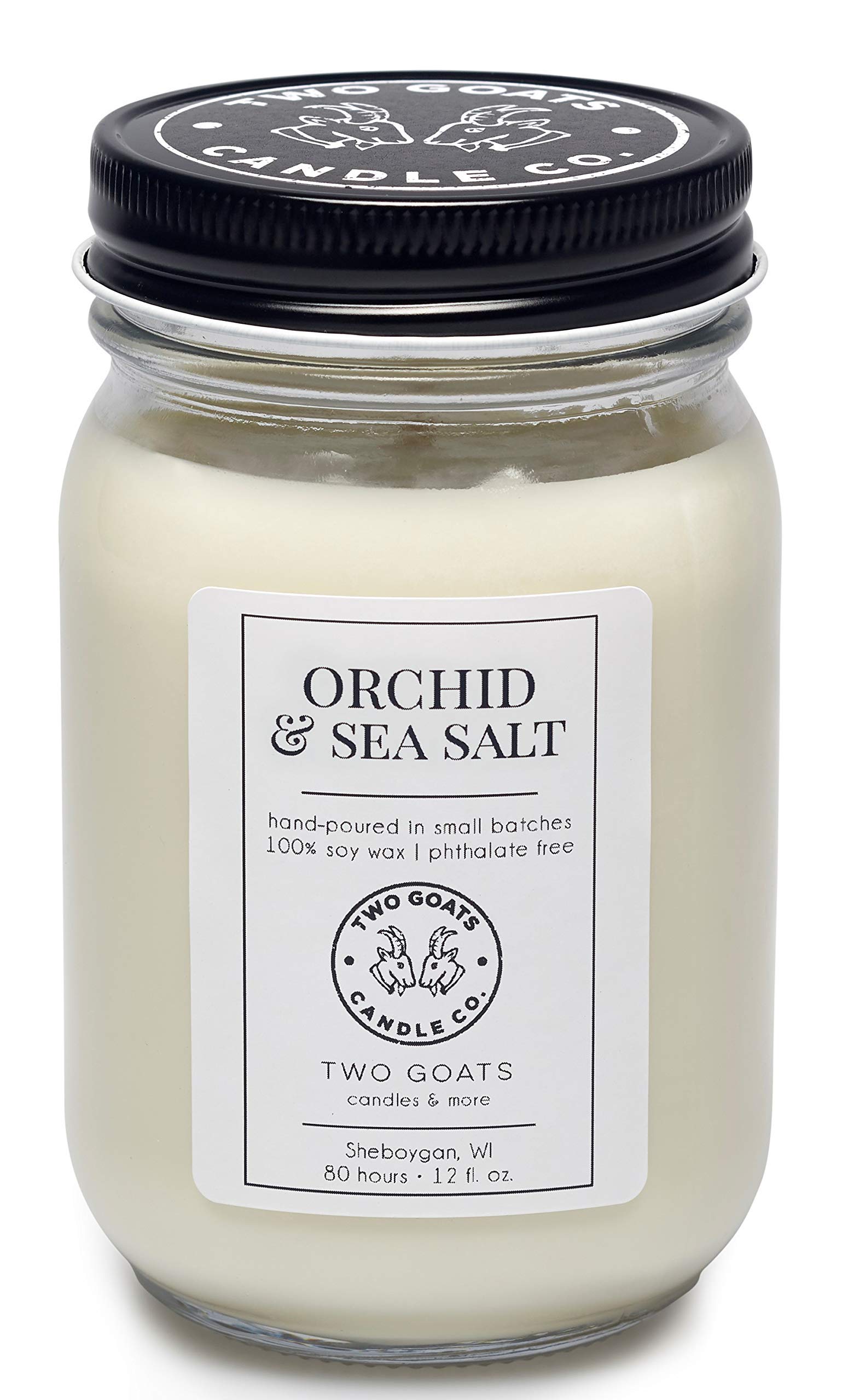 Orchid and Sea Salt scented soy candle 12 oz hand poured in the USA