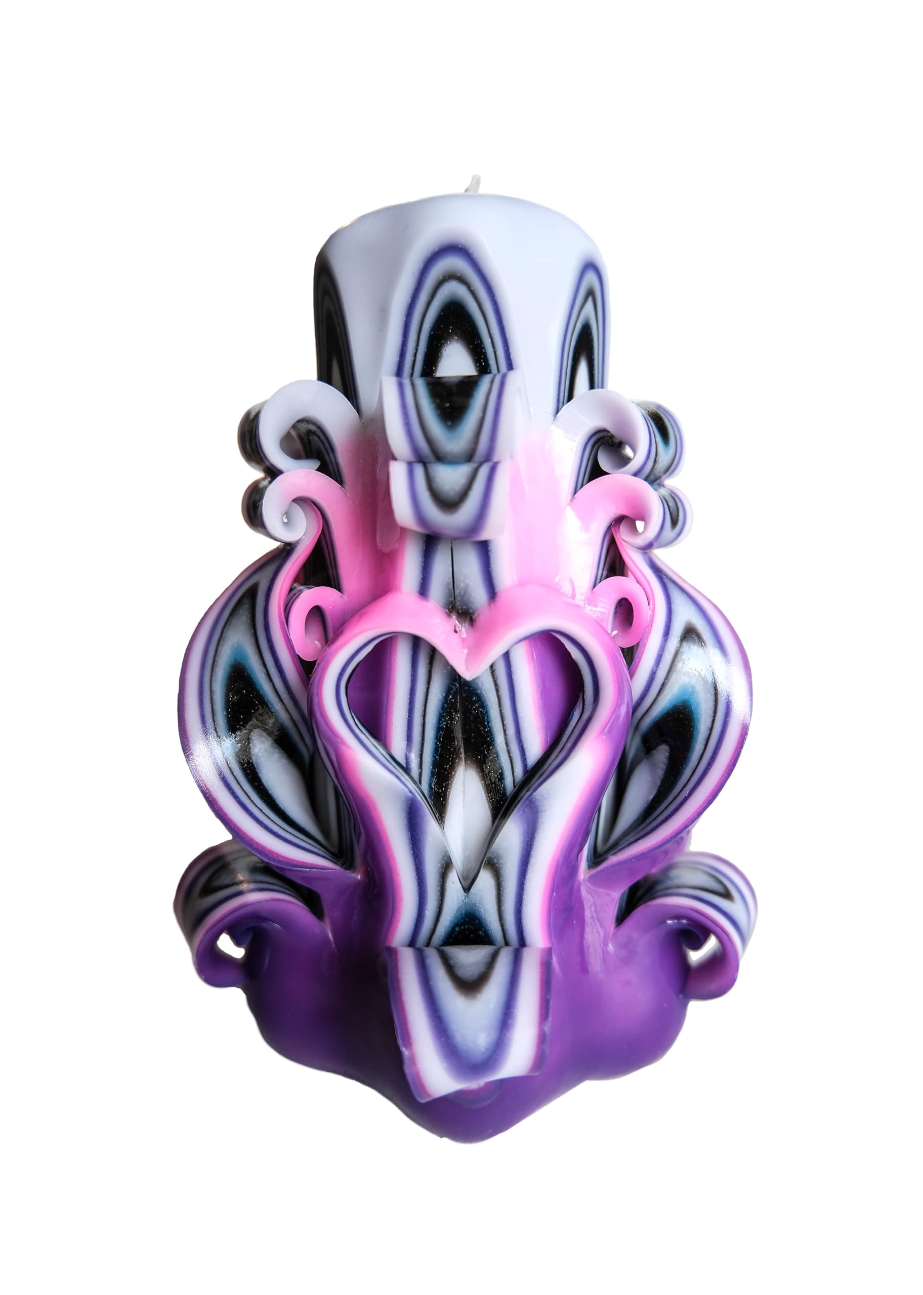 Ordagio handmade carved candle purple white home decor image 1