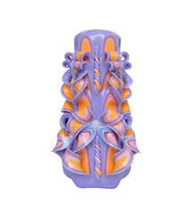 Ordagio Handmade Carved Candle Violet Yellow 6.3 inch decorative candle