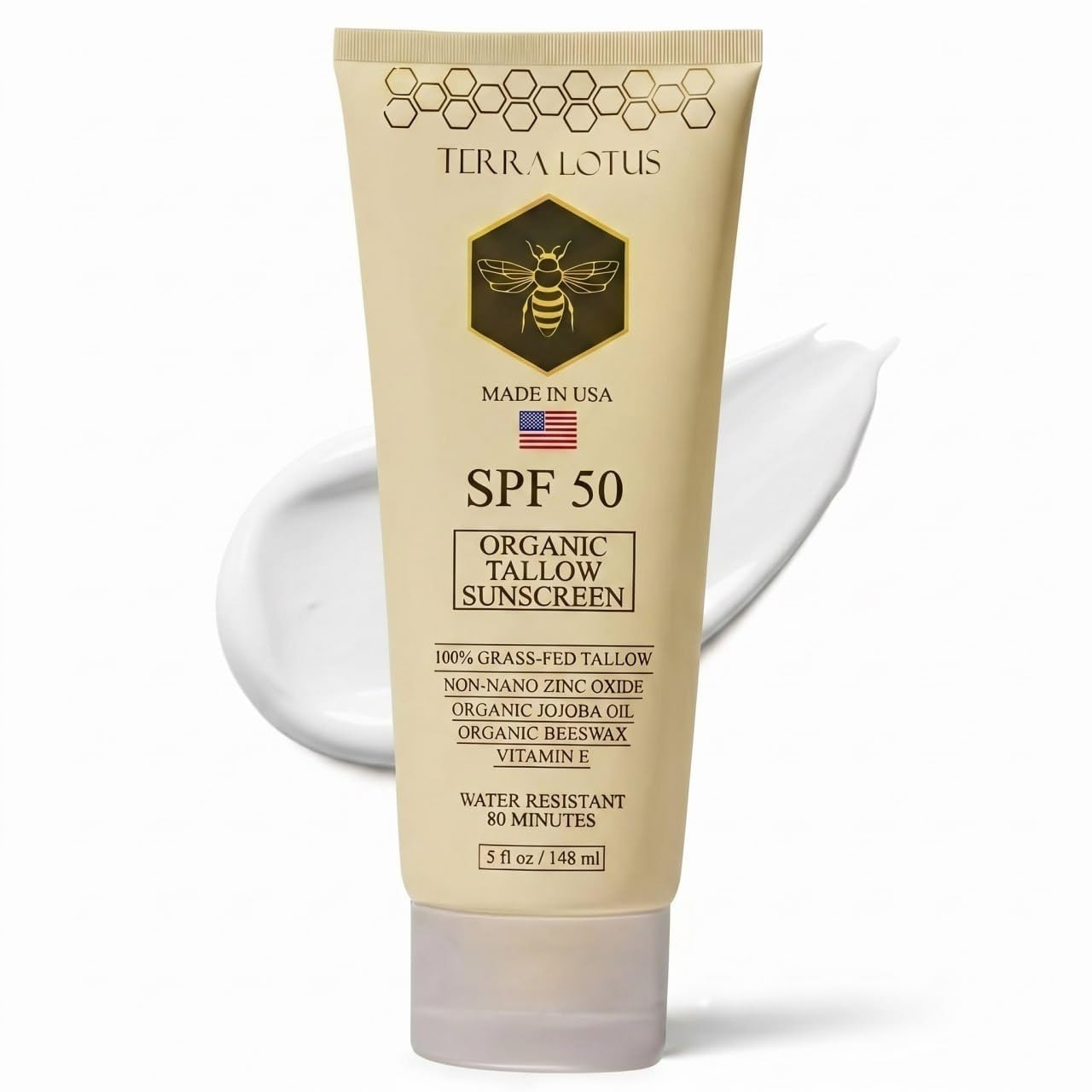 Organic Tallow Mineral Sunscreen 5 oz SPF 50 bottle